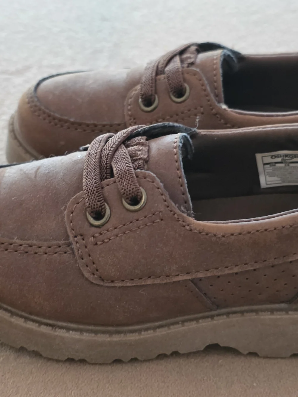 OshKosh B'gosh Brown Suede-Look Kids Lace-Up Dress Shoes